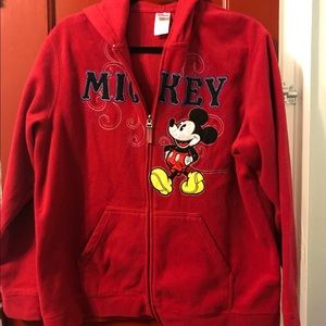 Mickey Mouse zip up RED Hoodie size XL Large